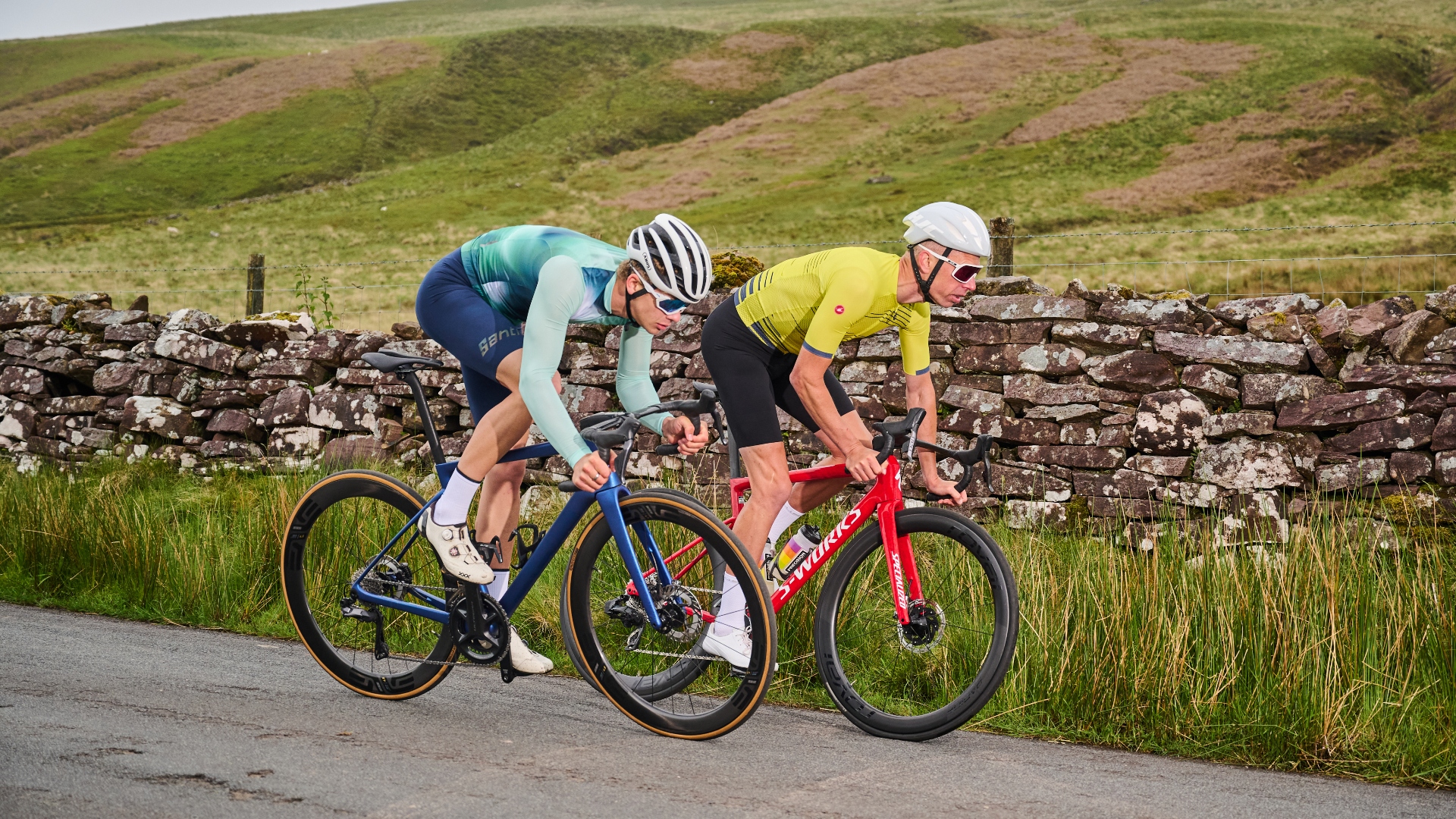 A group of cyclists riding a selection of the best road bikes