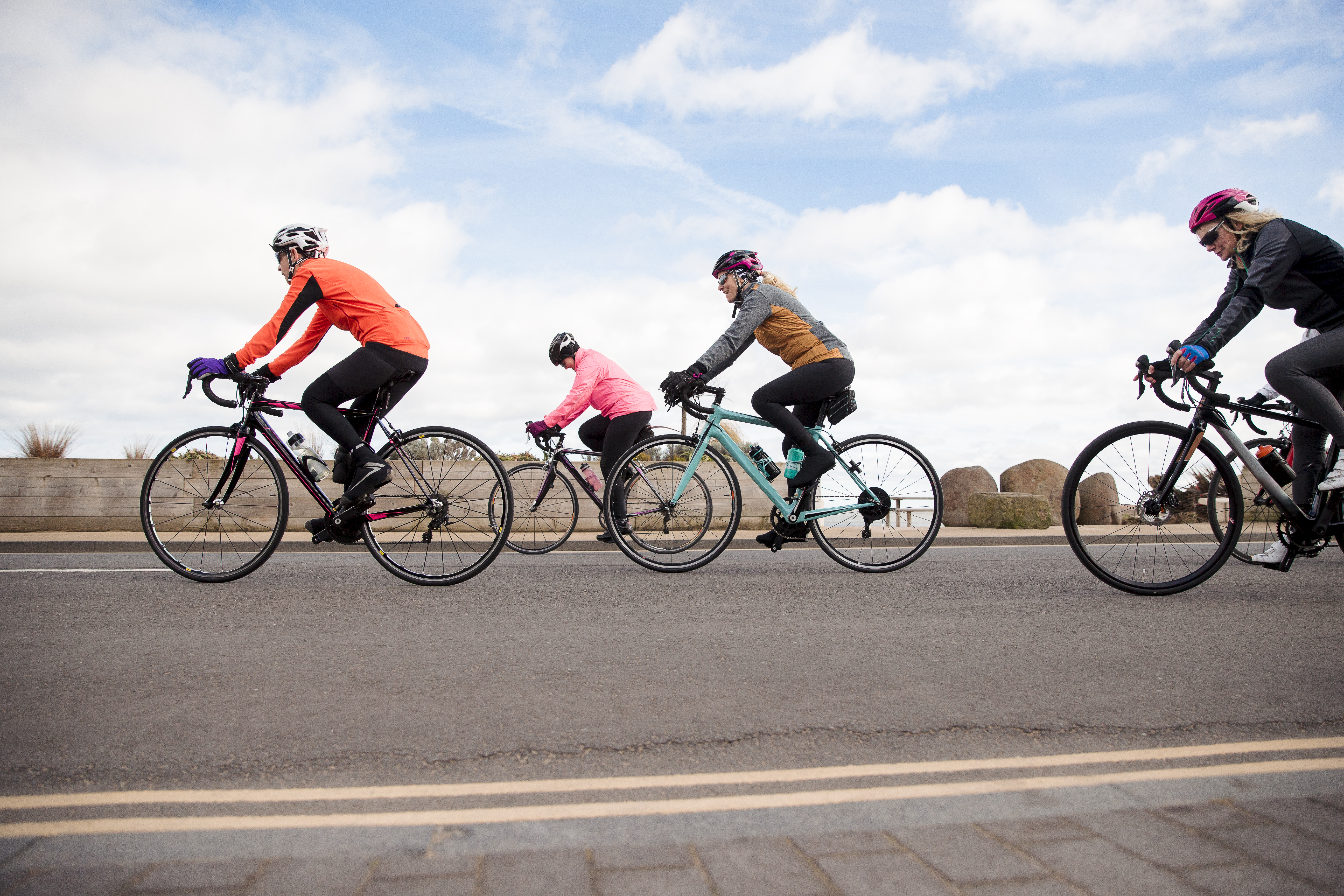 A group of female cyclists