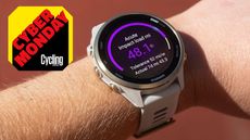 Details of the Garmin Forerunner 970 smartwatch with the Cycling Weekly Cyber Monday logo