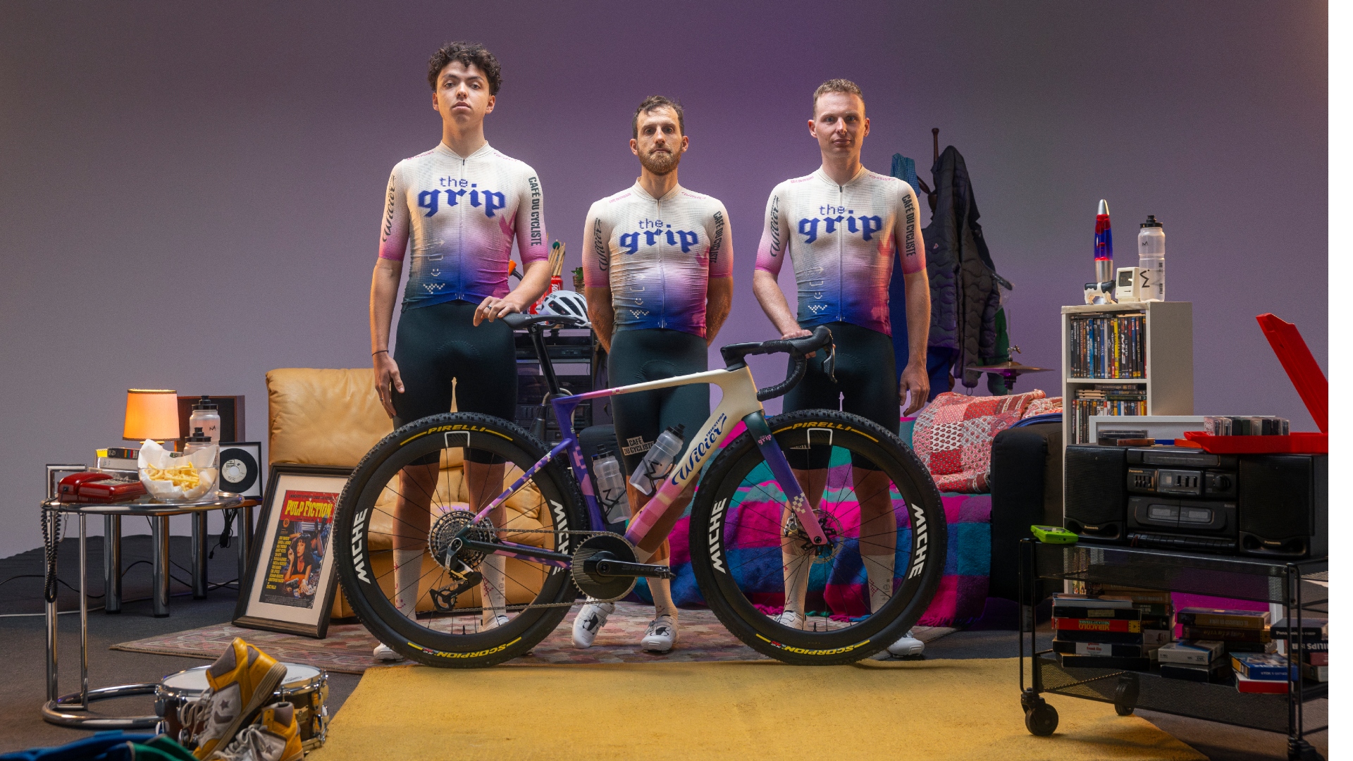 The Grip Elite Gravel Team standing behind their Wiler Rave gravel race bike 